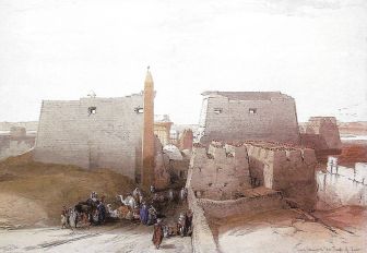 Главный вход в Луксорский храм. Акварель Д. Робертса. 1838-1839