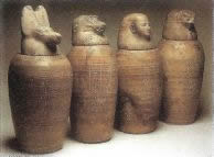 Каноны с крышками, изображающими четырех сыновей Хора. XXVI династия