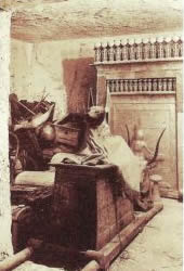 Анубис на ритуальных носилках. Гробница Тутанхамона