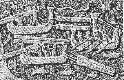 Финикийские корабли, груженные кедровыми бревнами