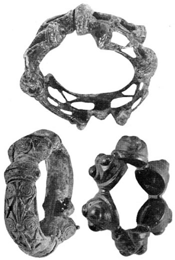 Бронзовые ручные и пояные браслеты из кельтских могил