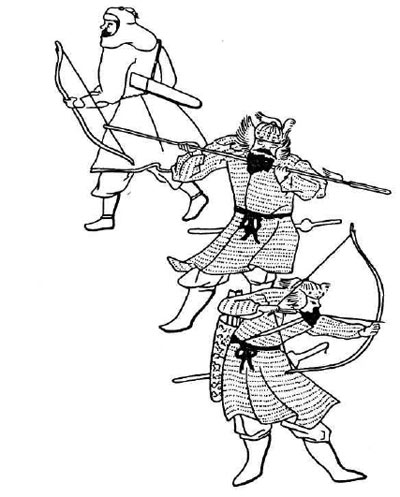 Японские рисунки монголов-стрелков